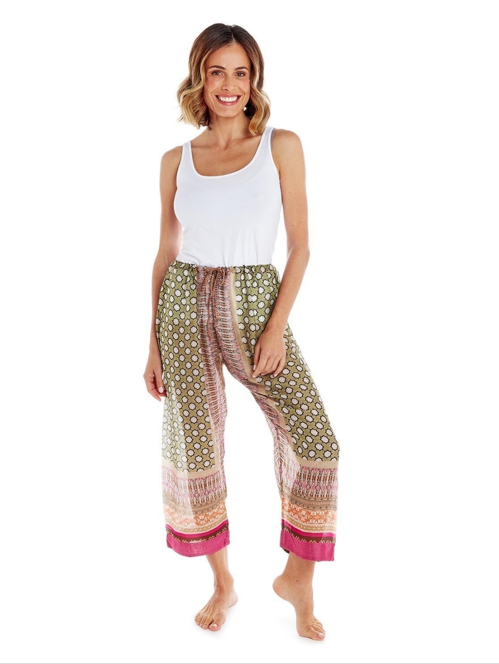 NWT One Hundred Stars Moorish Printed Cropped Lounge Pants OSFM